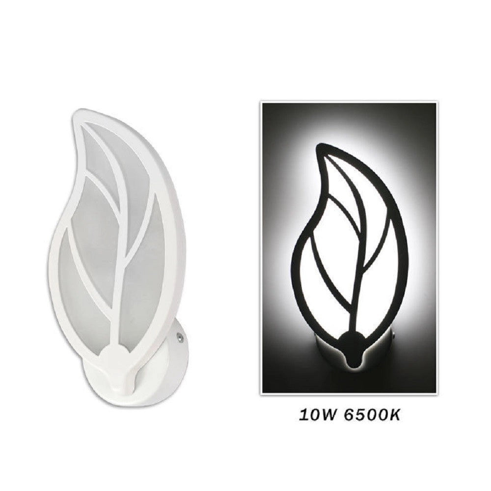 Trade Shop - Applique Foglia A Parete 7 Watt Lampada Abat Jour Luce Fredda Calda Naturale E32 -
