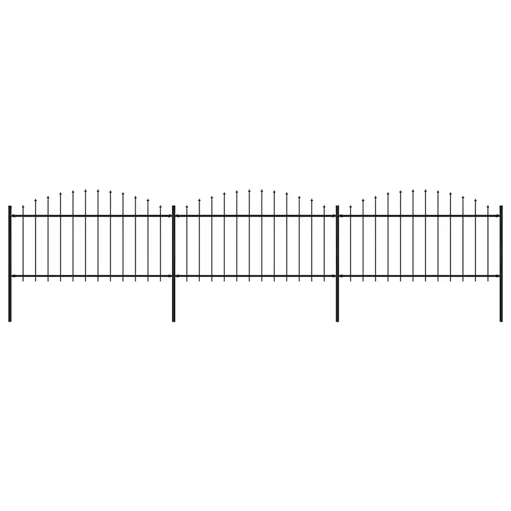 Recinzione da Giardino con Punta a Lancia in Acciaio 504x150 cm Nero 277732