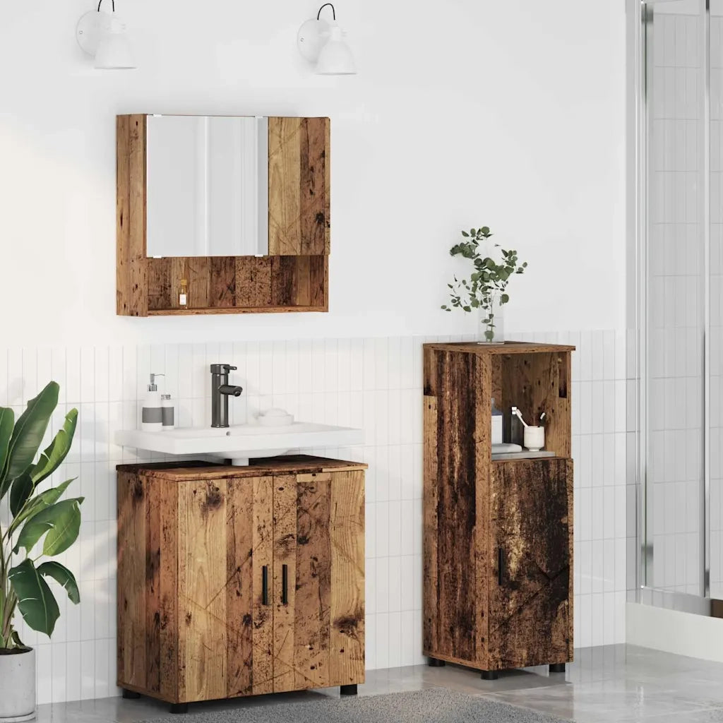 Set di mobili per il bagno con porta 3 pcs Legno vecchio 3392951