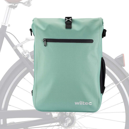 Borsa per bici 3in1 25 l verde-menta, impermeabile, montaggio al portapacchi posteriore, scomparto laptop, elementi riflettenti