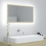 Specchio da Bagno LED Rovere Sonoma 80x8,5x37 cm in Acrilico 804927