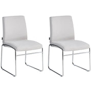 Set di 2 sedie da pranzo imbottite con braccioli, rivestimento grigio chiaro, base in metallo design moderno