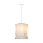 Lampada sospesa TISSAJA bianca lino cilindrica 1xE27