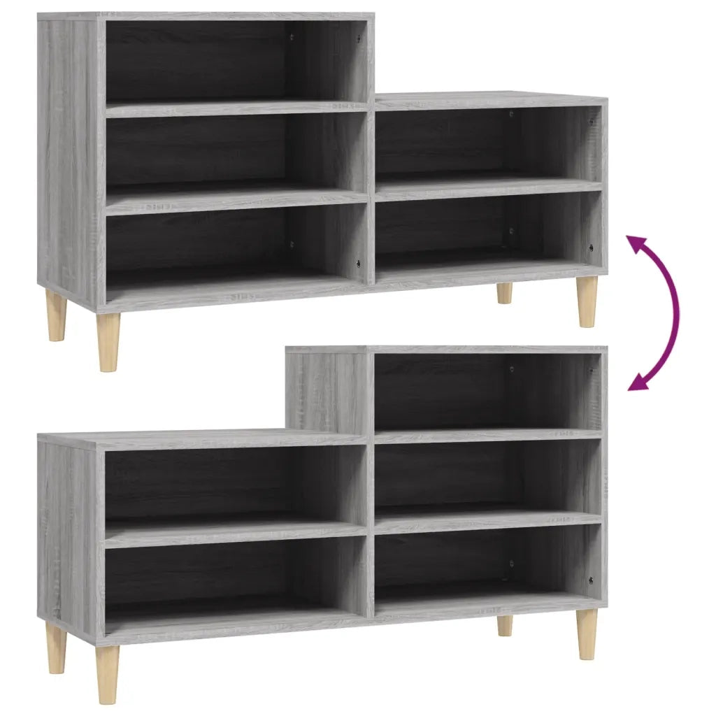 Scarpiera-Scaffale per scarpe Grigio Sonoma 102x36x60 cm in Legno Multistrato 763428