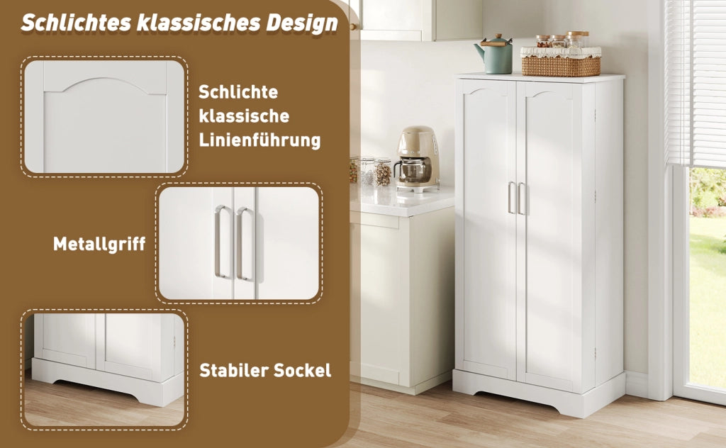 Mobile da cucina bianco 60×35×128 cm con luci LED sensore e ripiani regolabili
