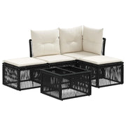 Set Divano da Giardino 5 pcs Nero polyrattan