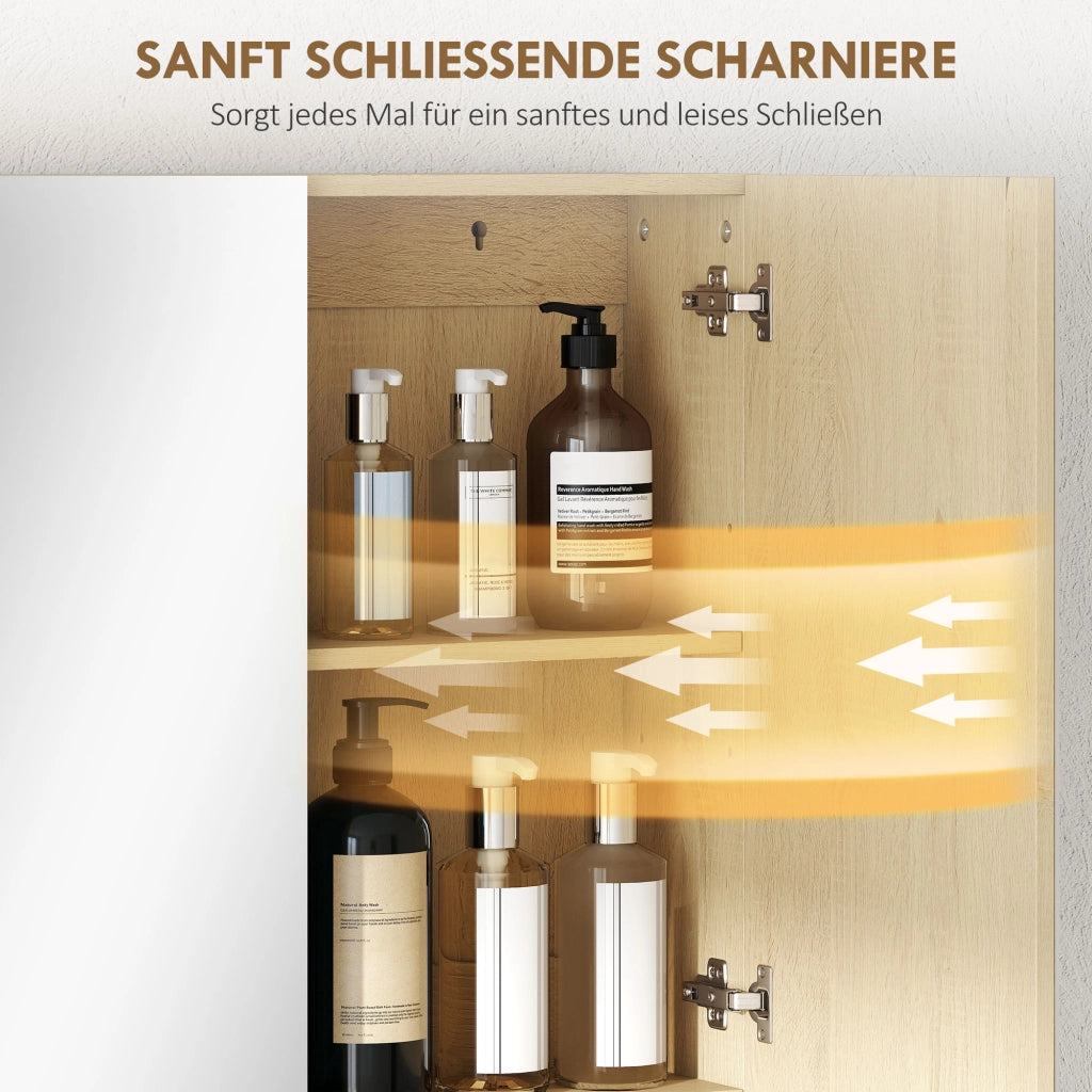 Armadietto Bagno con Specchio e Ripiani ¨C Zephmum ¨C Rovere 60x30x30