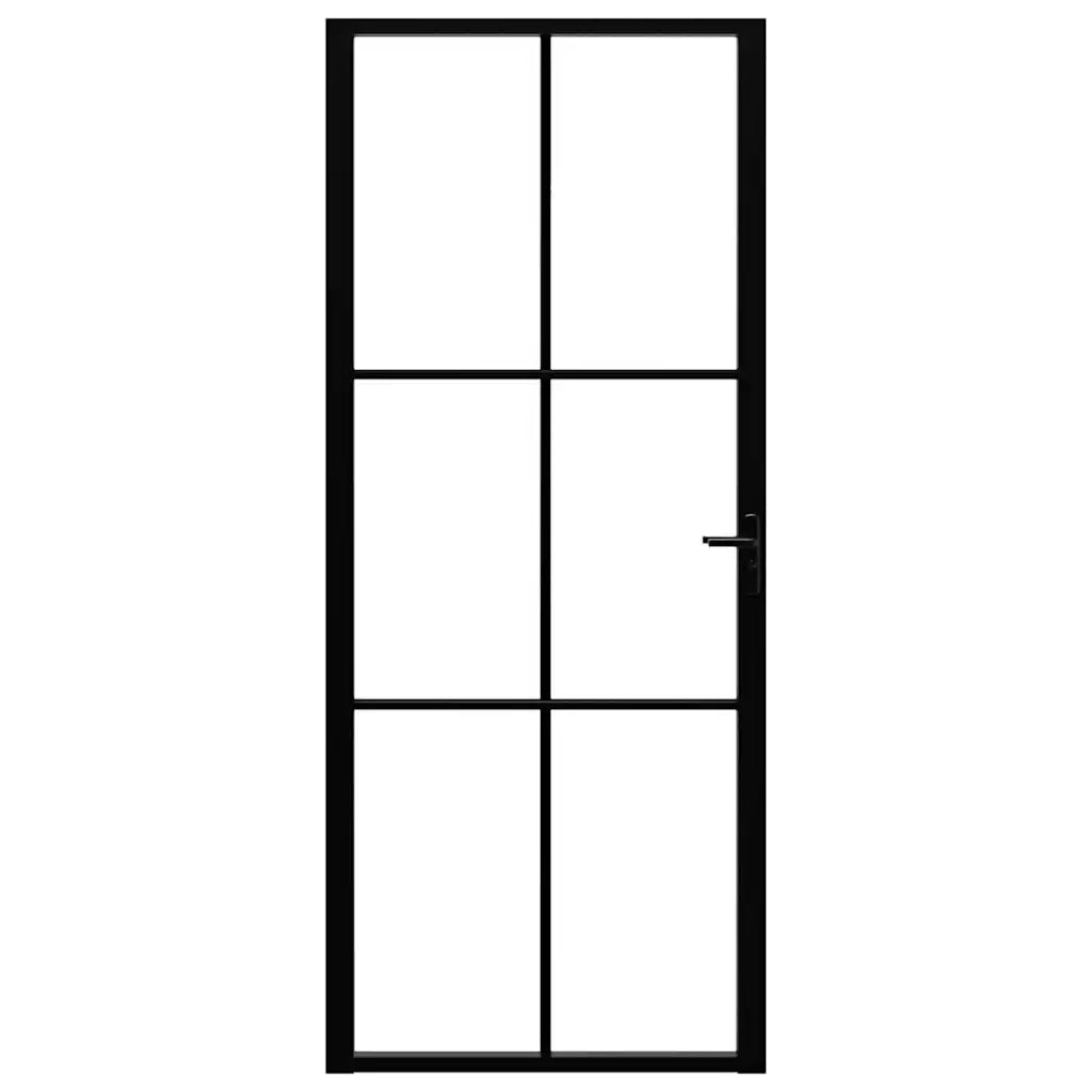 Porta da Interno ESG Vetro e Alluminio 83x201,5 cm Nera 151203