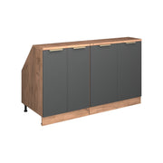Set di mobili sottotetto Rion Antracite-oro/Rovere dorato 140 cm Set di 2 carcasse armadio profondità 60 cm Vicco