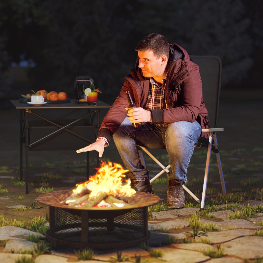 Sedia da camping pieghevole con schienale alto, cuscino amovible e sacco ¨C zephmum ¨C 59x67x96 cm, nera