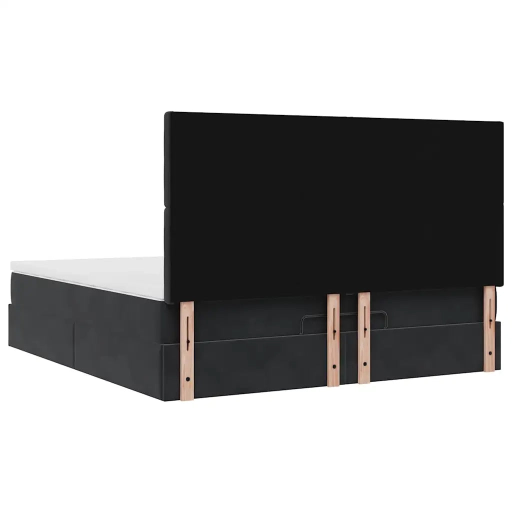 Struttura Letto Pouf con Materassi Nero 160x200 cm in Velluto 3314476