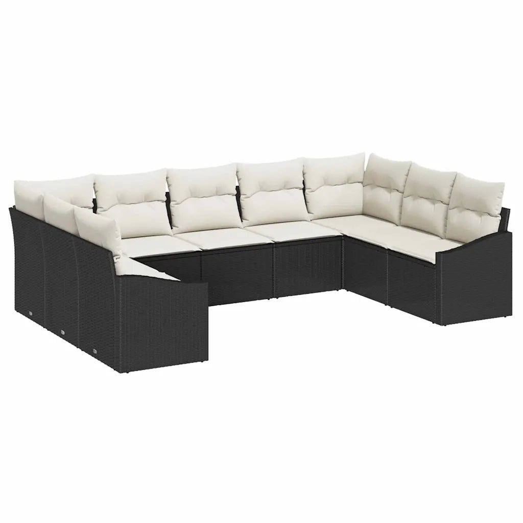 Set di divani con cuscino 9 pcs Nero polyrattan 3346877
