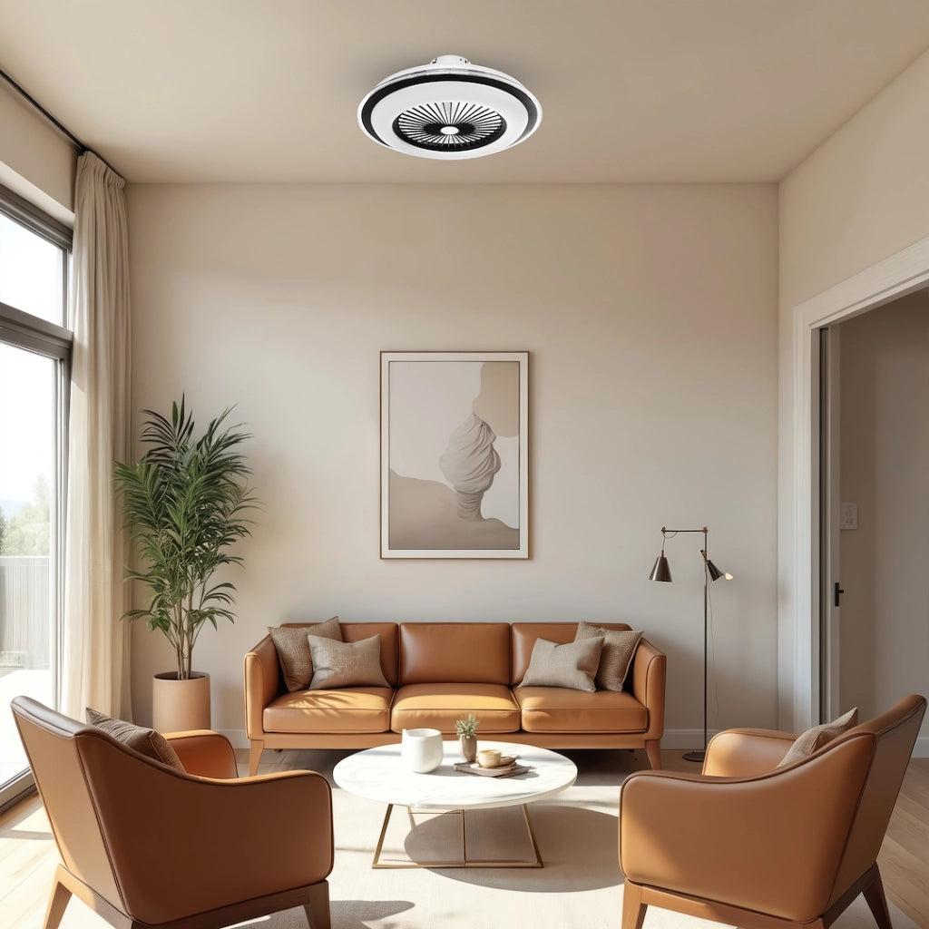 Plafoniera ventilatore Ø60 nero/bianco LED48W CCT Zephyr Milagro
