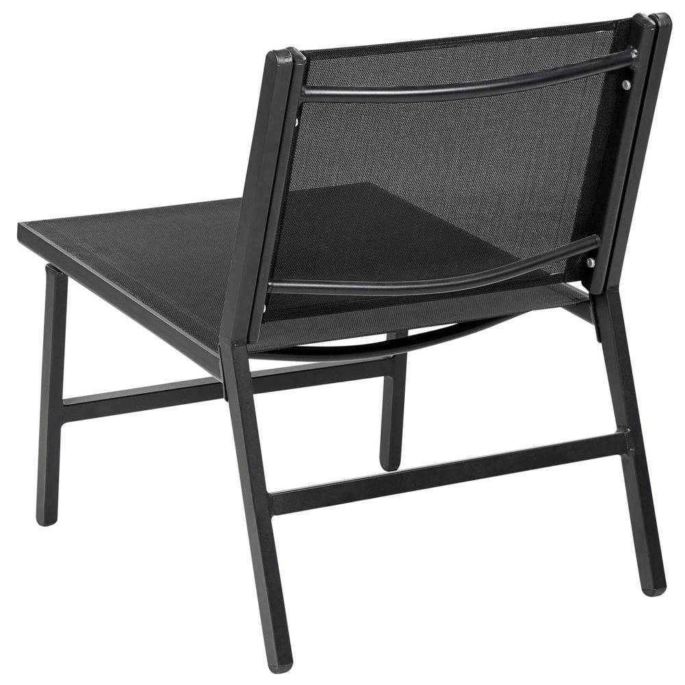 Set di 2 sedie da giardino Seduta in textilene nero Schienale in metallo con poggiapiedi Design moderno per esterni