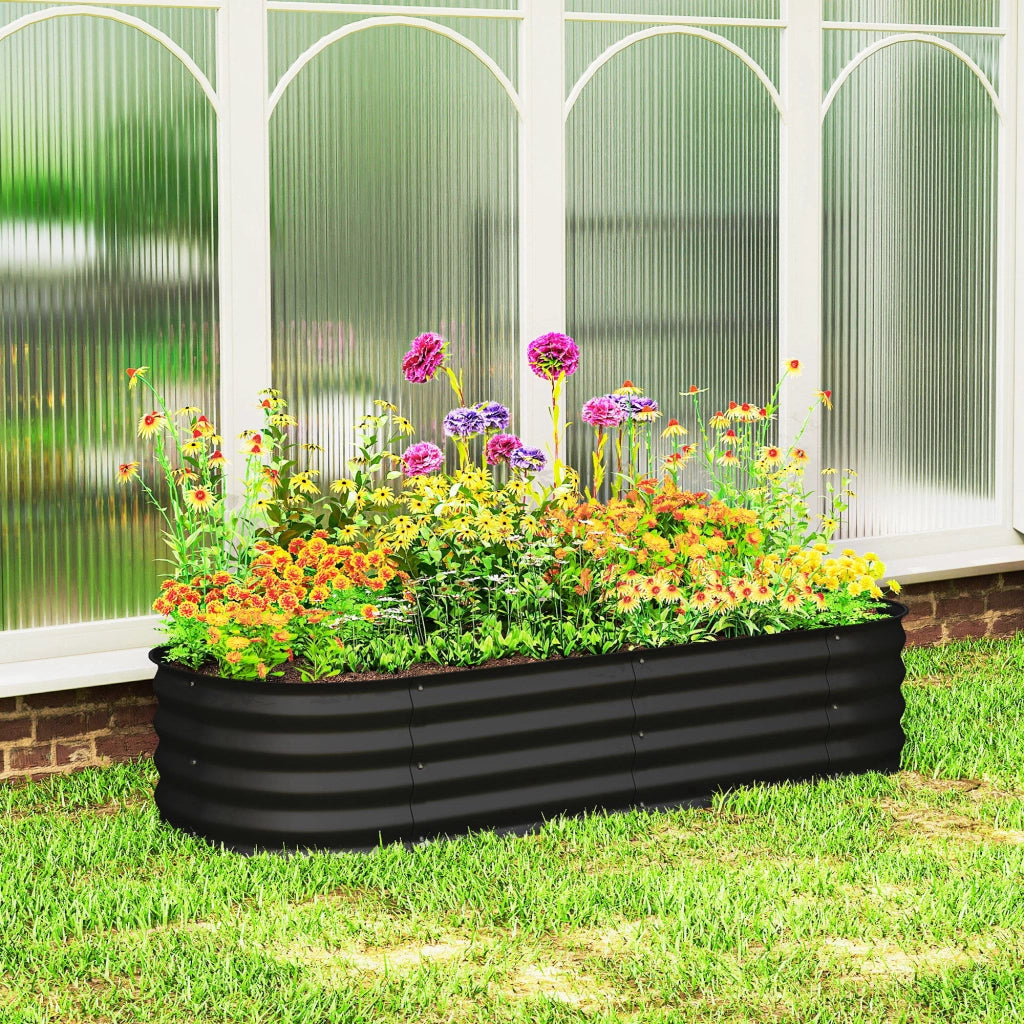 Fioriera Rialzata da Giardino in Acciaio ¨C zephmum ¨C 150x62x30 cm Nero