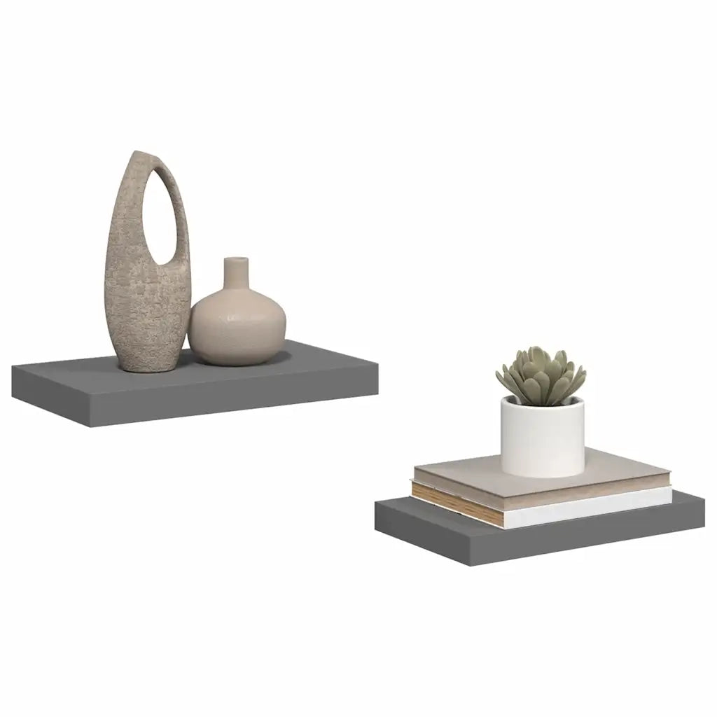 Scaffali a Parete 2 pz Grigio Lucido 40x23x3,8 cm in MDF 323785