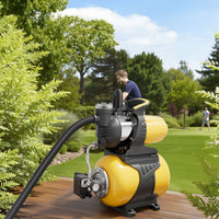 Autoclave con serbatoio uso domestico a membrana, 24 l, 1300 W, pompa per acqua automatica da 5000 l/h con pressostato e prefiltro, prevalenza 50 m, profondità di aspirazione di 8 m