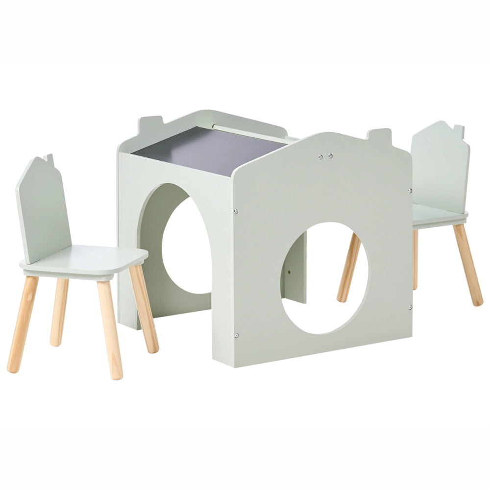 Set da tavolo con sedie a 2 posti per bambini verde chiaro lavagna in MDF legno di pino elegante camera per bambini nursery