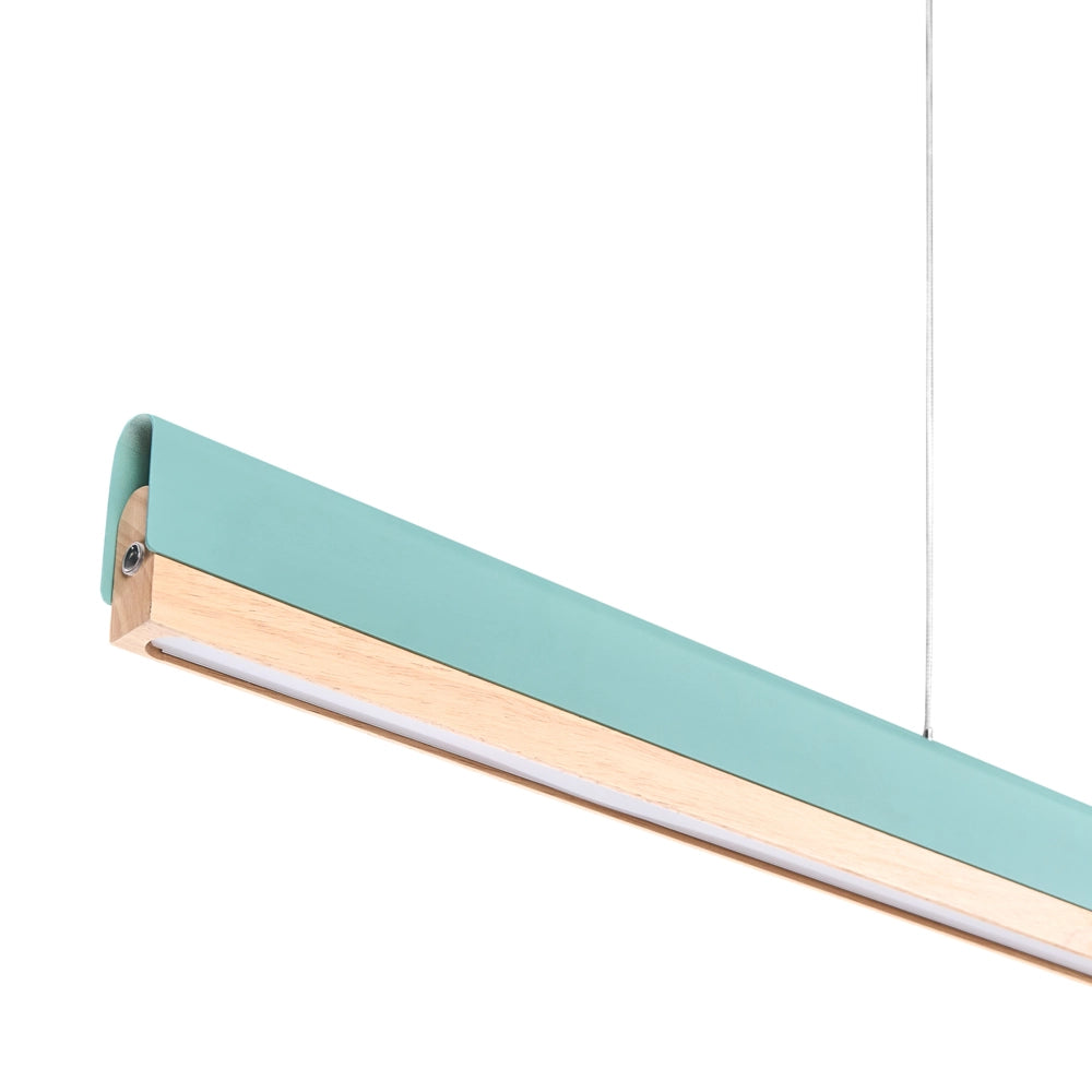 Lampada a sospensione a LED, base in ferro color verde menta paralume in legno, stile scandinavo dimmer da soffitto lunghezza del cavo regolabile