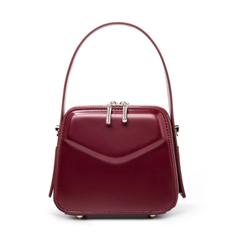 Borsa a tracolla da donna in vera pelle, colore rosso