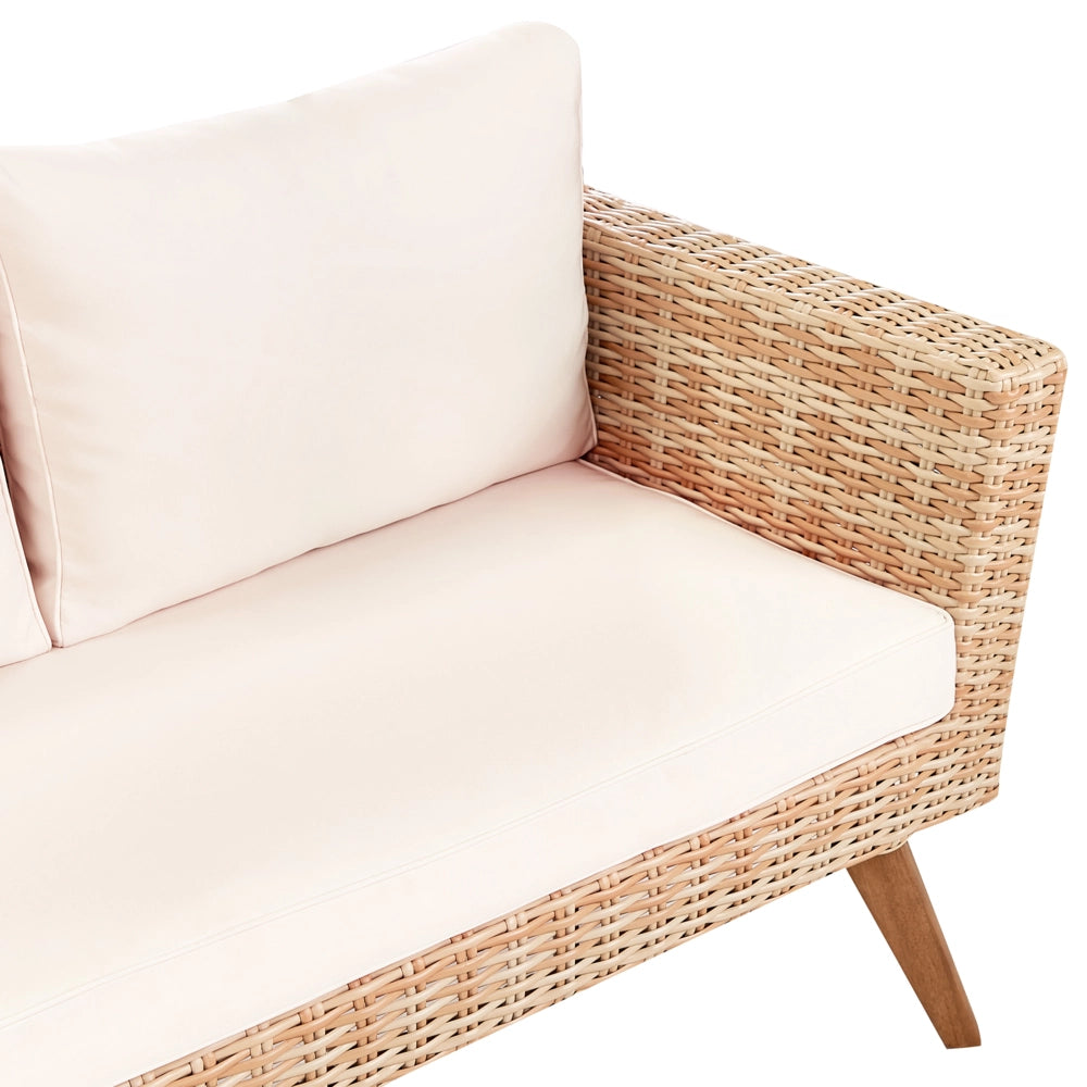 Set da giardino con divano e poltrone in rattan bianco sporco esterno elegante