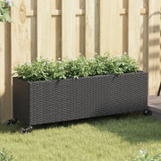 Fioriere da Giardino con Ruote 2pz Nere 107x32x38 cm Polyrattan 3210525