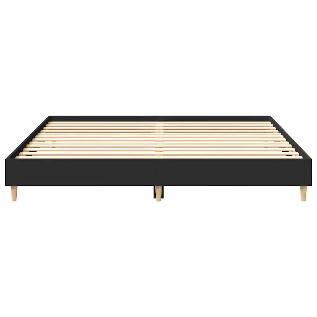 Letto matrimoniale | Letto per adulti | Giroletto senza Materasso Nero 200x200 cm in Legno Multistrato