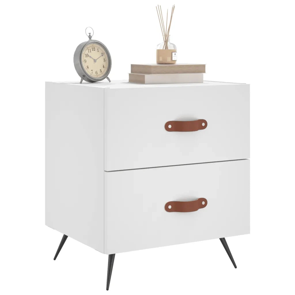 Comodino-Tavolino da notte Bianco 40x35x47,5 cm in Legno Multistrato 117983
