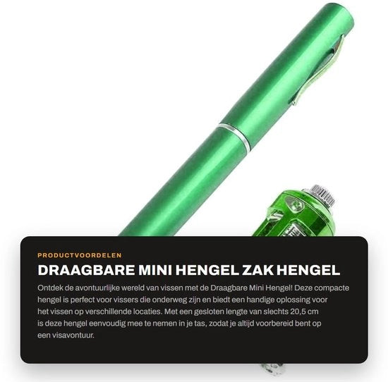 Hengel Mini Portatile - Costruito in Lega di Alluminio - Ripiegabile - Peso Leggero - Lunghezza Chiusa 20,5 cm - Hengel da Pesca