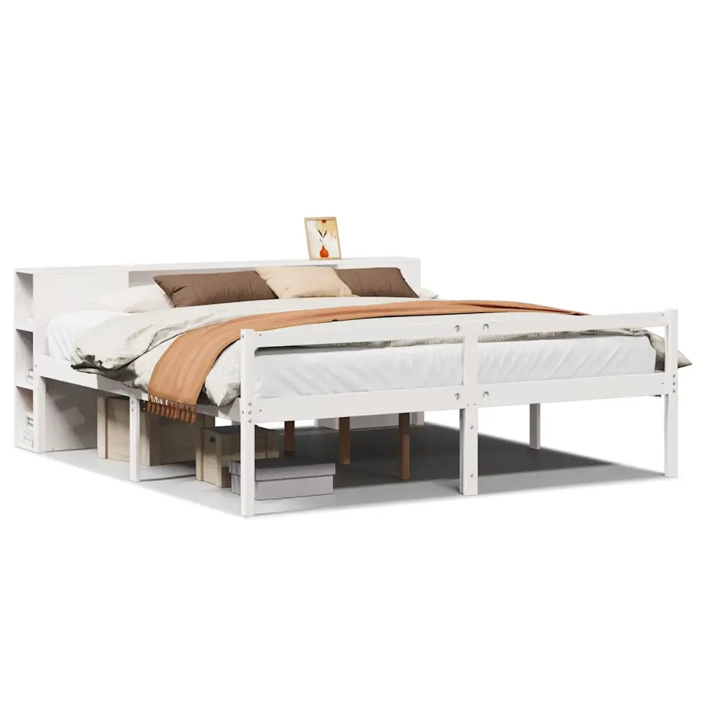 vidaXL Letto Libreria senza Materasso Bianco 200x200 cm Legno di Pino