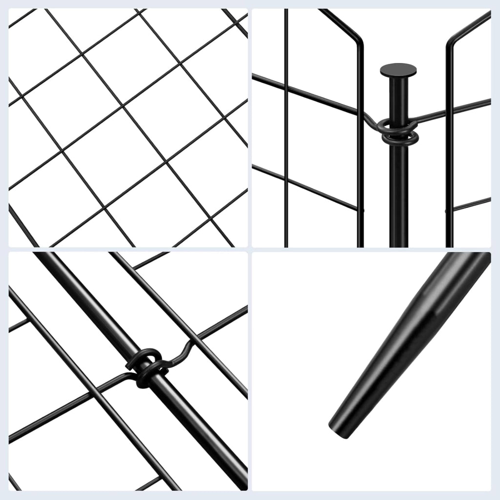 Recinzione Giardino, 10 Pannelli Recinti in Ferro, Recinzione Giardino Esterno con Picchetti, Rete per Recinzioni, Staccionata per Giardino, 64x70 cm, a Forma di Arco, Nero