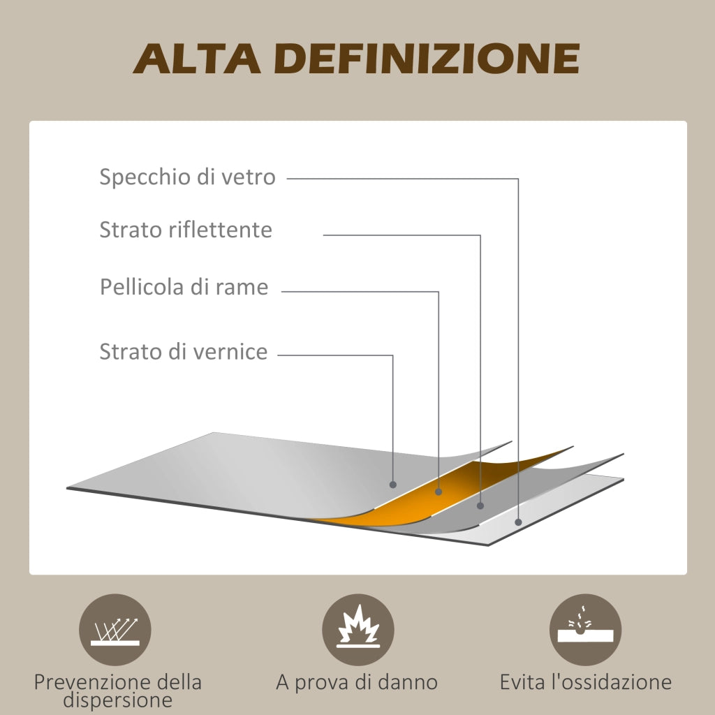 Specchio ad Arco per Parete ¨C zephmum ¨C Vetro e Metallo Nero 62x2.5x110 cm