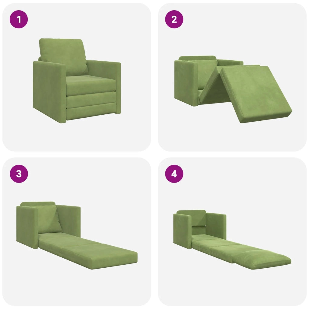 Divano letto | Sof¨¤ letto | Letto singolo Verde chiaro 74 x 77 x 81 cm Velluto