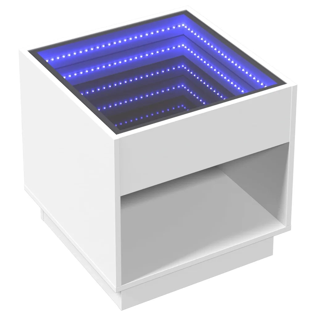 Comodino con LED Infinity Bianco 50x50x50 cm