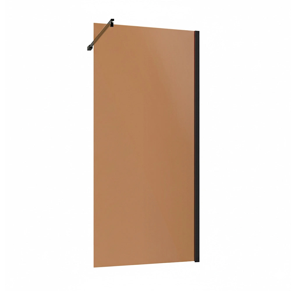 Box doccia walk-in 100cm in vetro temperato bronzo e profilo nero Klug