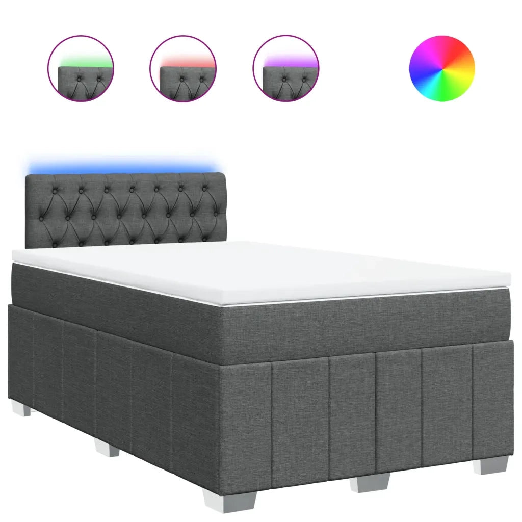 vidaXL Giroletto a Molle con Materasso Grigio Scuro 120x200 cm Tessuto
