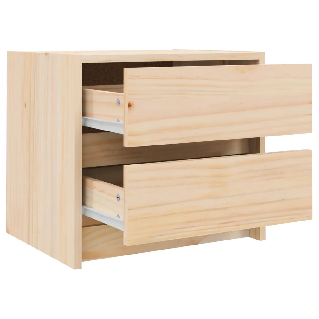 Comodino-Tavolino da notte 40x31x35,5 cm in Legno Massello di Pino