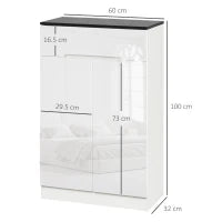 Scarpiera Slim da 12 Paia max per Ingressi con 3 Ripiani Regolabili e Cassetto, in Truciolato Bianco, 60x32x100 cm