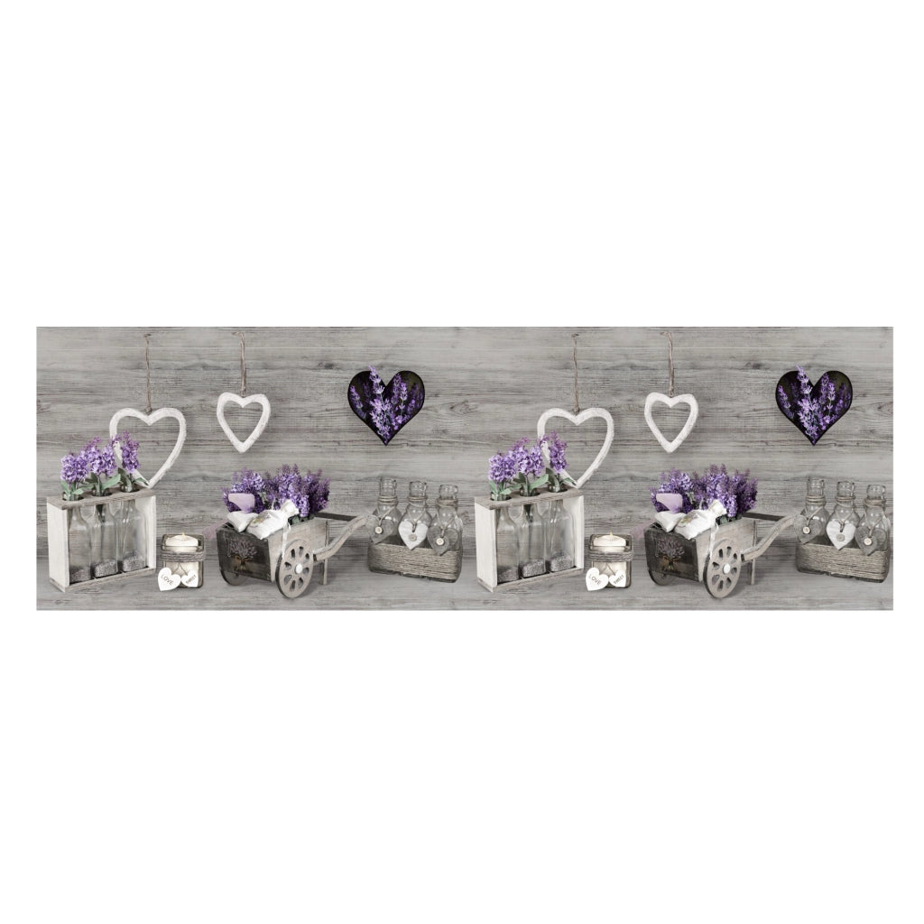 Tappeto Passatoia Cucina Antiscivolo Sottolavello Lavanda Cuor Carretto Grigio - 50x50 - Grigio