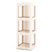 Libreria girevole pieghevole a 3 livelli per soggiorno e studio, Scaffale girevole a 360¡ã con base rotante per esposizione Bianco-Librerie