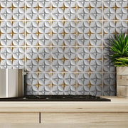 Decalcomanie per piastrelle da 32 pezzi, decorazione per piastrelle autoadesiva per bagno, decorazioni per piastrelle autoadesive per cucina, sala da pranzo e bagno, pellicola per piastrelle / 15 x 15 cm / T1056