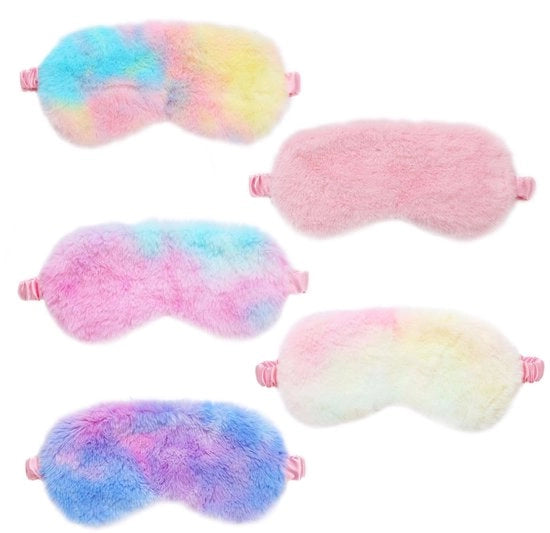 Oogmasker in Pluché 5 pezzi - Slaapmasker per bambini - Blocco luce - Accessorio da viaggio - Fascia elastica
