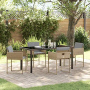 Set da Pranzo per Giardino con cuscino 5 pcs Beige polyrattan