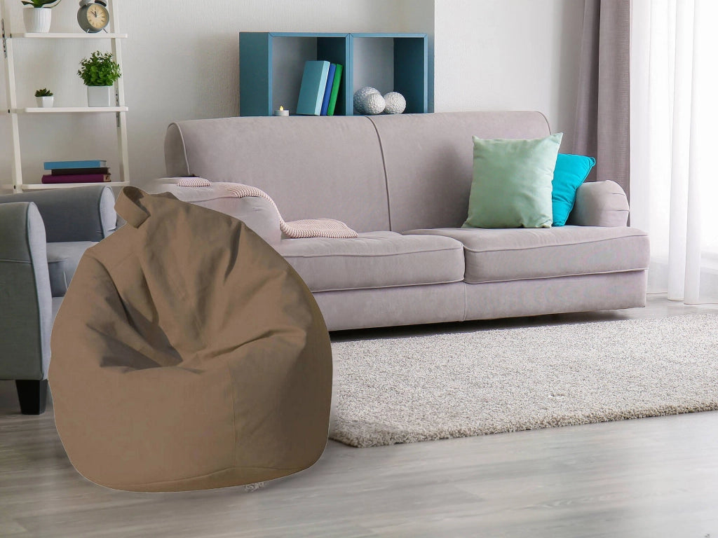 Pouf a sacco Azelia, colore beige, Misure 80 x 120 x 80 cm