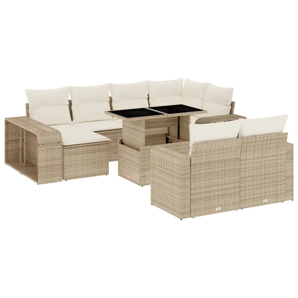 vidaXL Set Divani da Giardino 11 pz con Cuscini Beige in Polyrattan