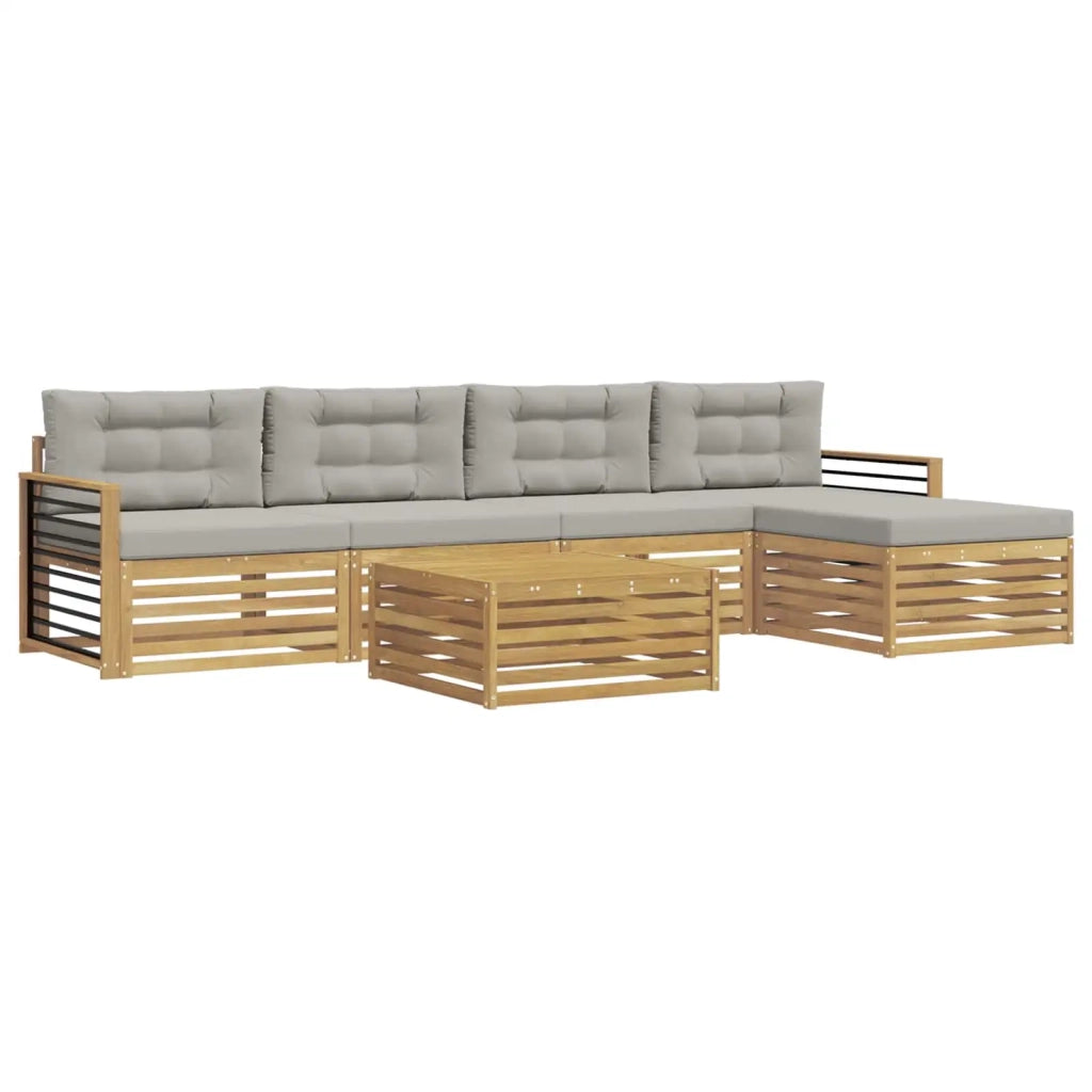 Set di divani da esterno 7 pcs Bianco e Grigio Chiaro