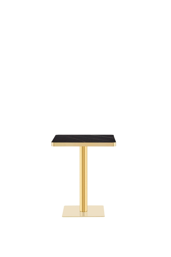 Tavolo da pranzo per 2-4 persone con base quadrata in metallo finitura effetto marmo nero 60 × 60 × 74 cm
