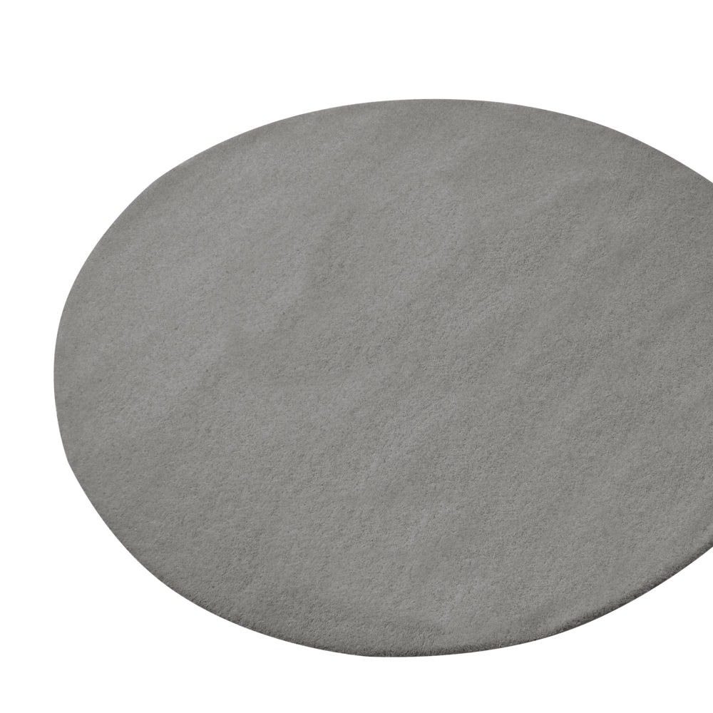 Tappeto in lana grigio scuro 140 cm tuftato a mano rotondo design decorativo