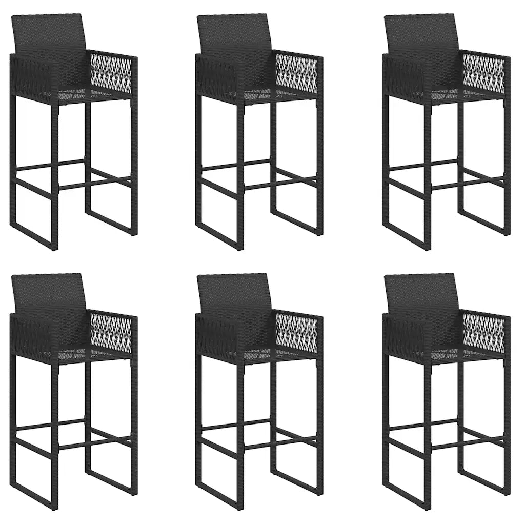 Set Bar da Giardino 7pz senza Cuscini Nero in Polyrattan Acacia 3328892