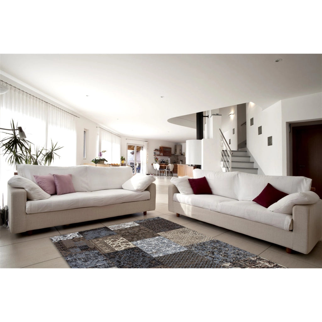 Tappeto Jacquard Retro in Cotone Marrone 80x150 cm